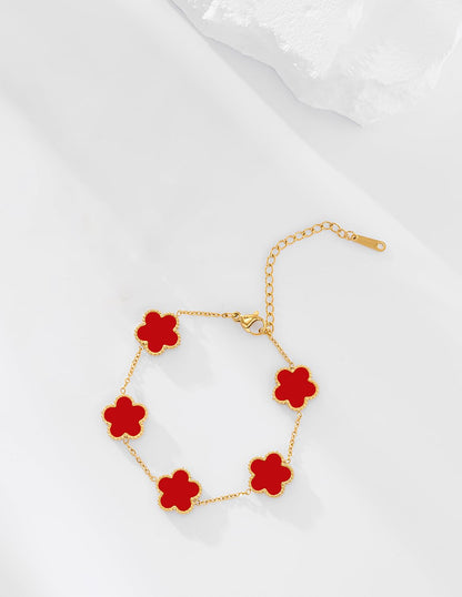 JIEMUCHU Gold Plated Stainless Steel Flower Bracelet Jewelry for Women