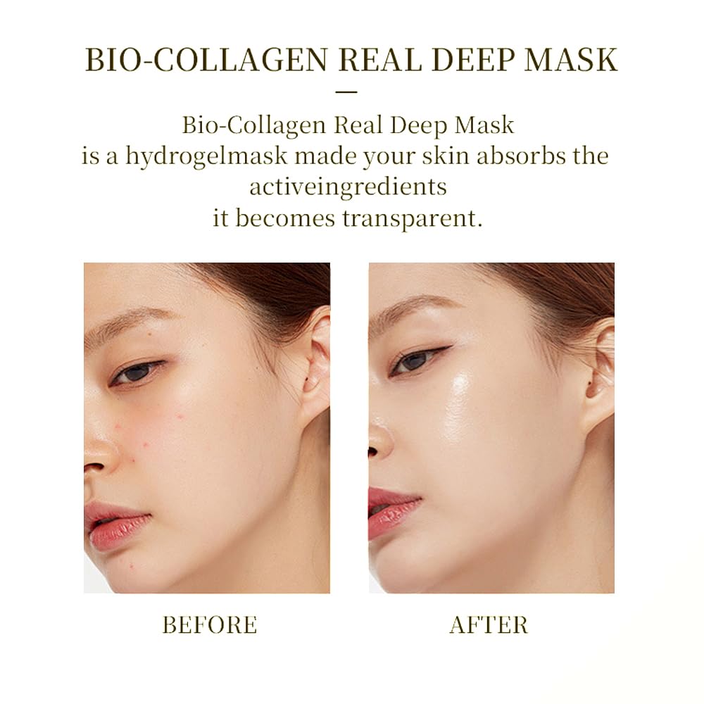 Bio-Collagen Overnight Mask, 4 Pack Facial Collagen Lifting Hydrogel Masks, Pore Minimizing, Reduce Wrinkles, Overnight Hydrating,Enhanced Skin Elasticity, Korean Skincare Masks Get Glass Skin