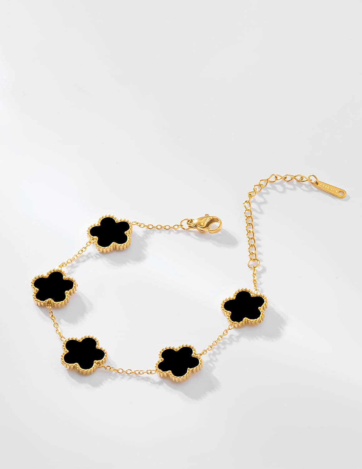 JIEMUCHU Gold Plated Stainless Steel Flower Bracelet Jewelry for Women