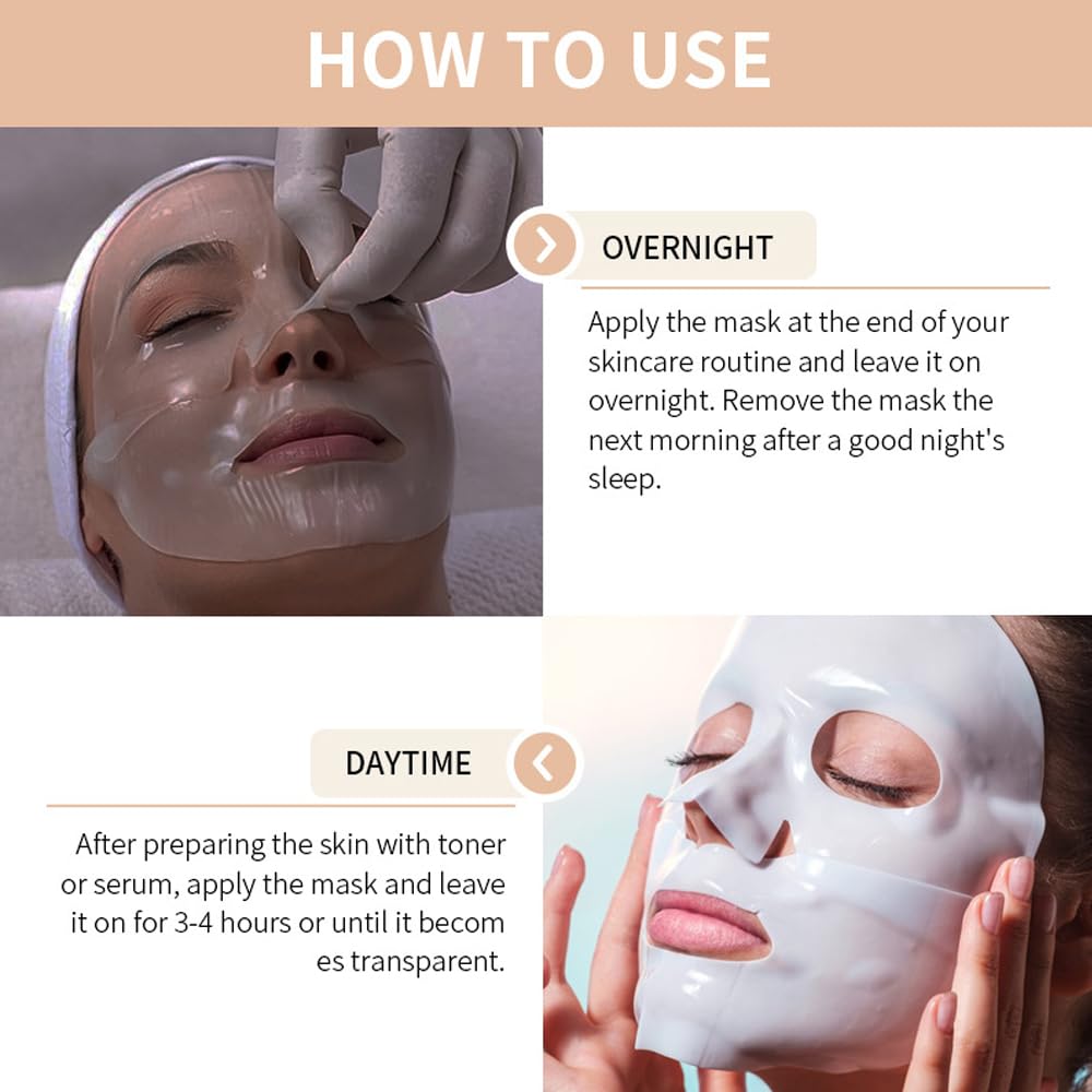 Bio-Collagen Overnight Mask, 4 Pack Facial Collagen Lifting Hydrogel Masks, Pore Minimizing, Reduce Wrinkles, Overnight Hydrating,Enhanced Skin Elasticity, Korean Skincare Masks Get Glass Skin