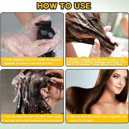 Hair Dye Shampoo 3 in 1 for Gray Hair, Herbal Ingredients Natural Shampoo Hair Dye for Women Men