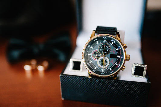 JazzyPlace Mens Luxury Watch Set 4 Piece with Black Gold and Silver Straps Stylish Analog Quartz Watches Gift Set for Men with Roman Dial Wristwatch Box Perfect for Casual Formal and Business Wear